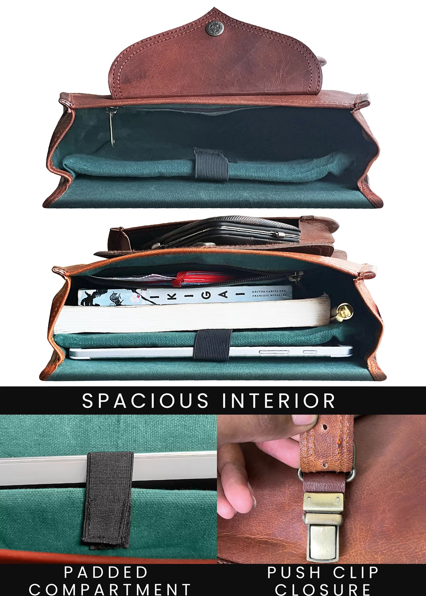11" Genuine Leather Crossbody Satchel Bag Vintage Purses Handbags for Women