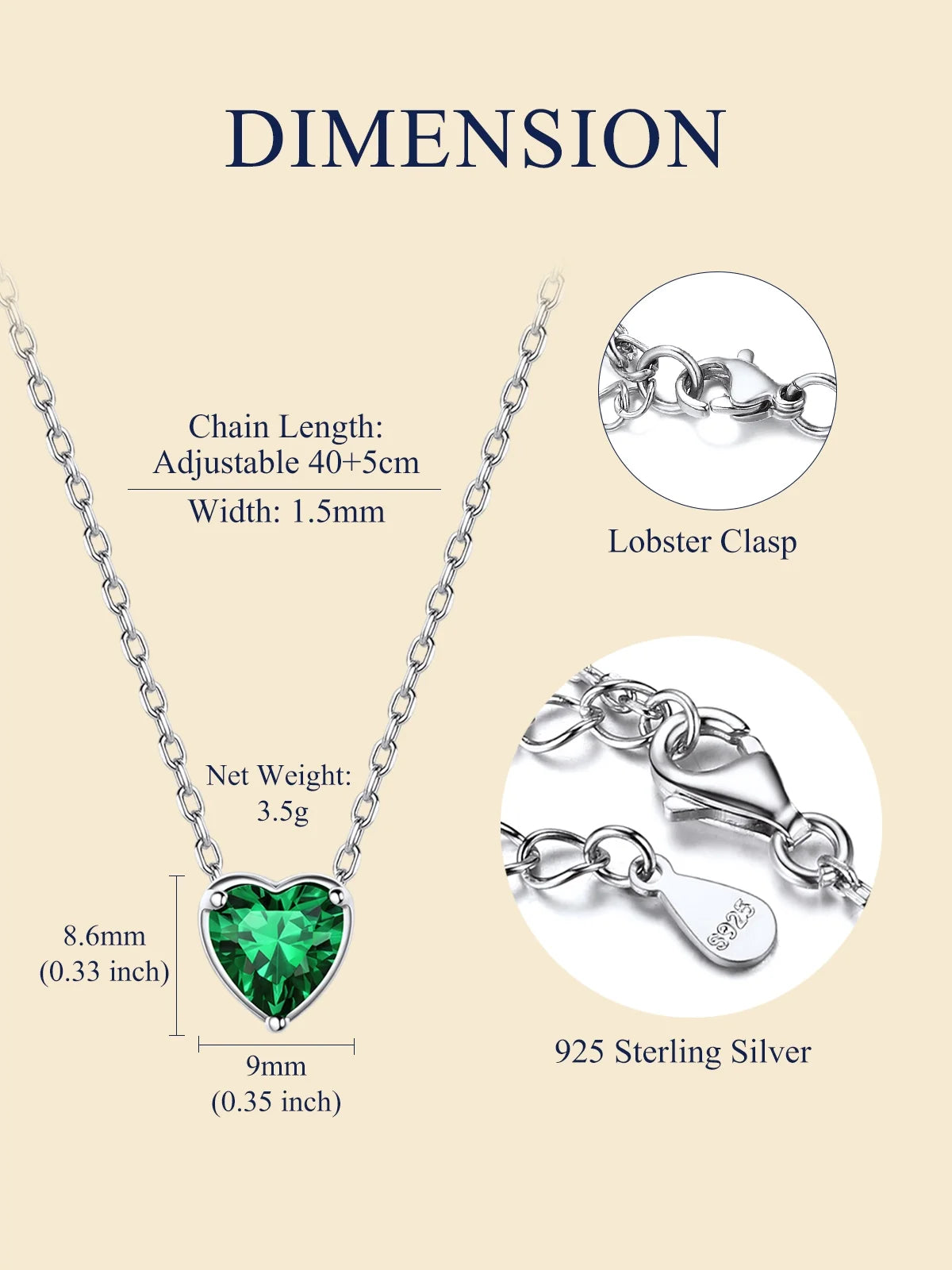 Silver Necklace 925 Sterling Silver Birthstone Love Heart Necklace Mother'S Day Gifts for Mom