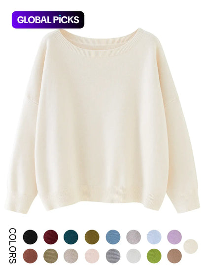 Scoop Neck Knitted Sweater