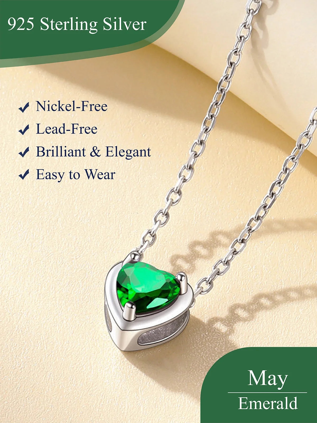 Silver Necklace 925 Sterling Silver Birthstone Love Heart Necklace Mother'S Day Gifts for Mom