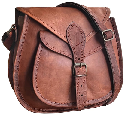 11" Genuine Leather Crossbody Satchel Bag Vintage Purses Handbags for Women