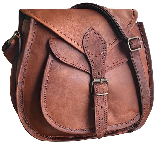 11" Genuine Leather Crossbody Satchel Bag Vintage Purses Handbags for Women