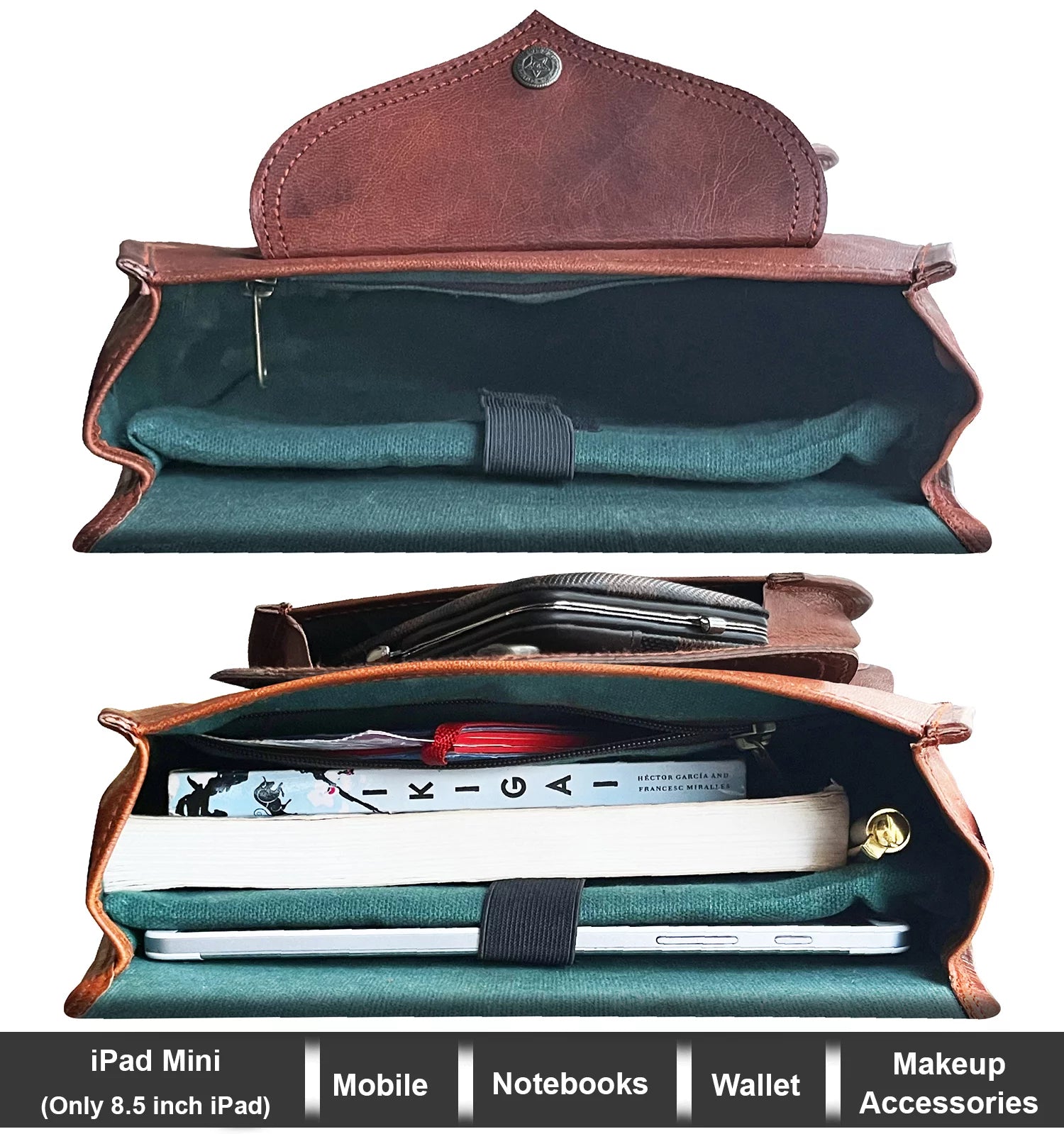 11" Genuine Leather Crossbody Satchel Bag Vintage Purses Handbags for Women